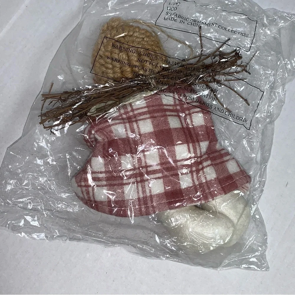 Lot of 5 Country Plush Decorations Ornaments Santa Snowman Reindeer Girl NEW